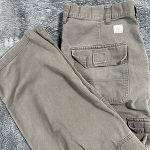 Phys.Sci. Cargo Pants Mens 38x30 Brown Relaxed Wide Leg Utility Workwear
